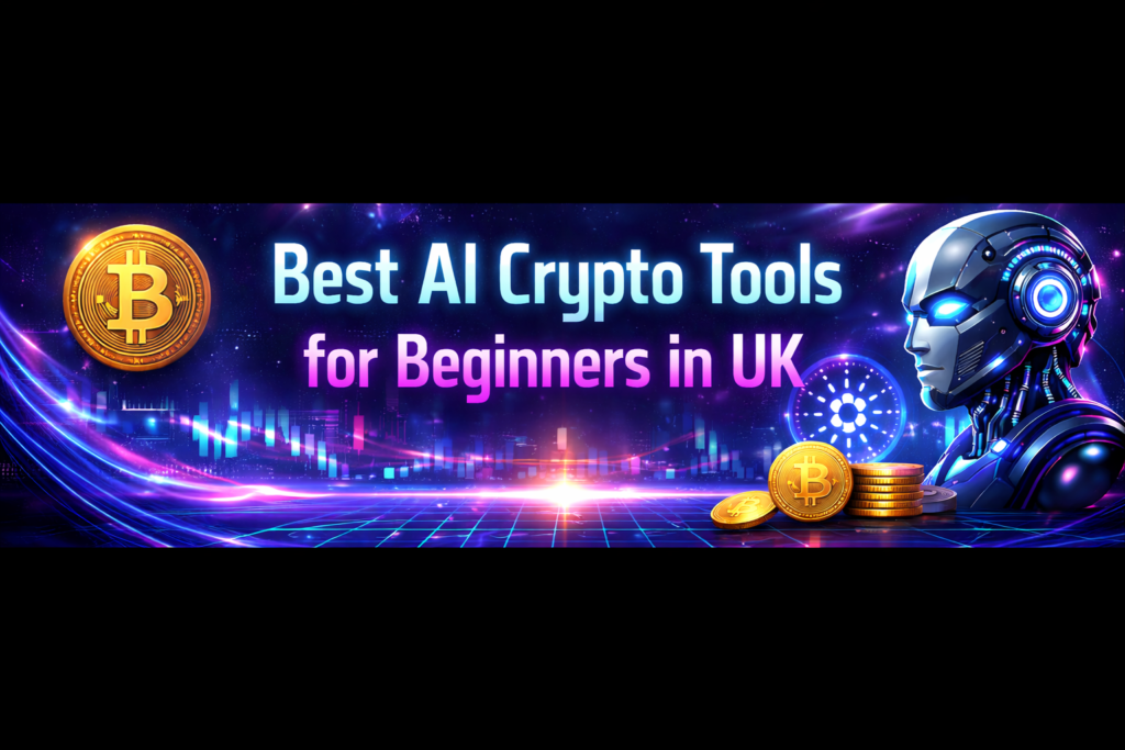“AI crypto tools for beginners banner showing QDay Crypto Threat with Bitcoin, Cardano and AI robot in neon futuristic design”
