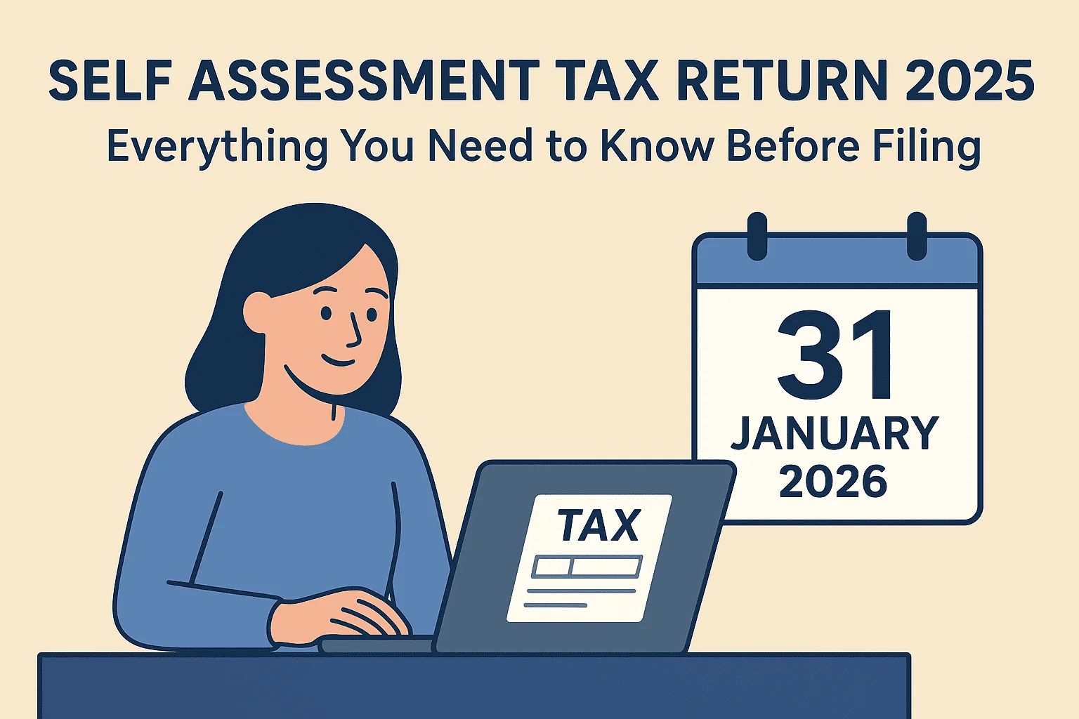 Person checking tax documents online for Self Assessment Tax Return 2025